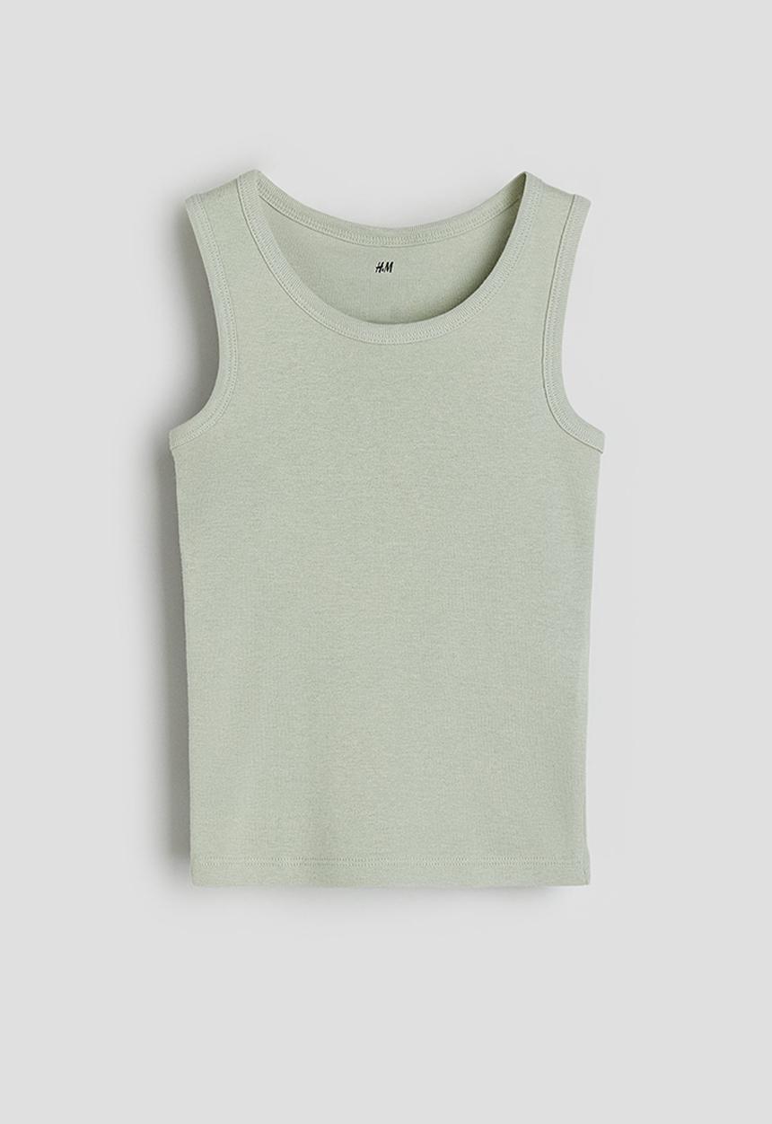 H&M - 3 pack vest tops - green,white