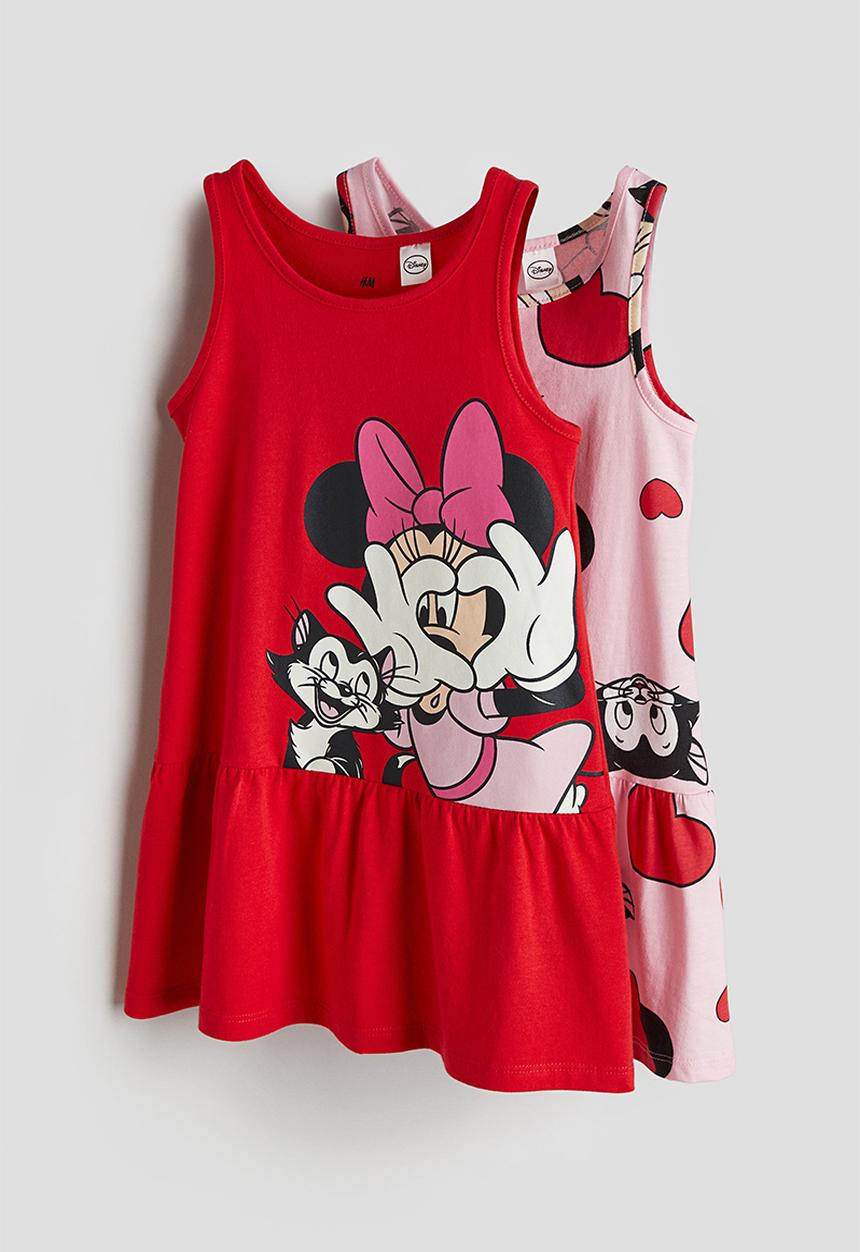 H&M - 2-Pack printed cotton dresses - red & minnie mouse