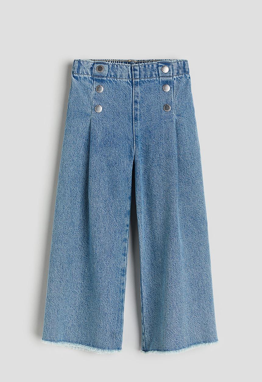 H&M - Wide leg pull-on trousers - denim blue