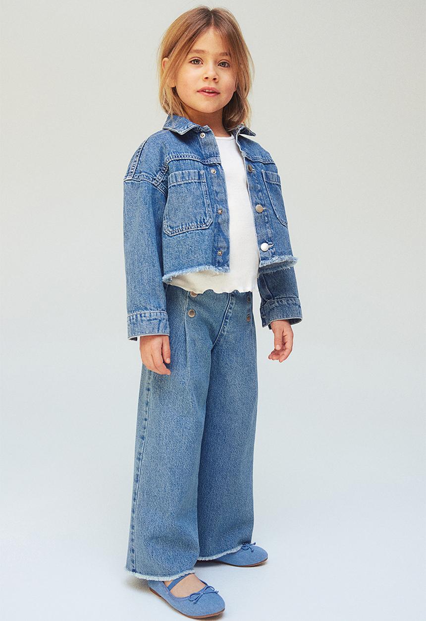 H&M - Wide leg pull-on trousers - denim blue