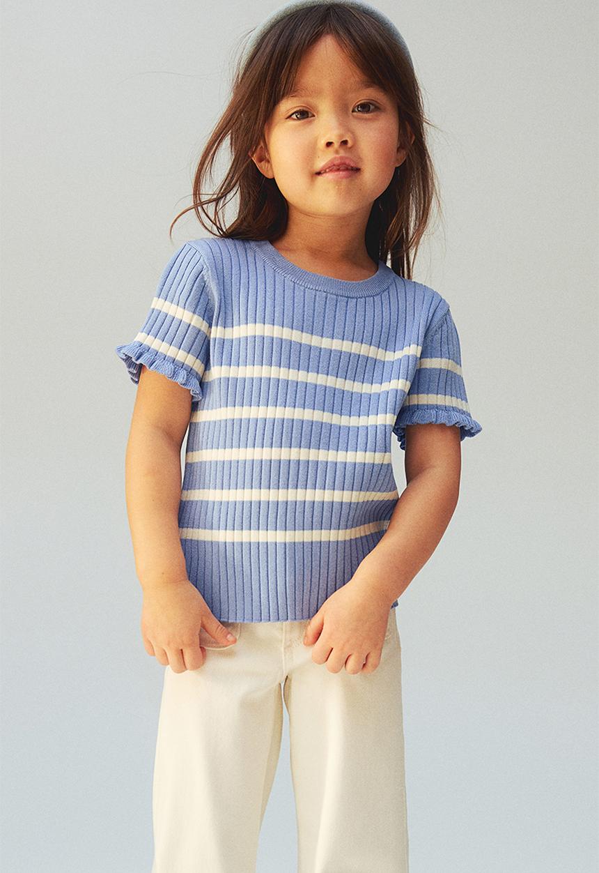 H&M - Rib-knit top - blue & striped