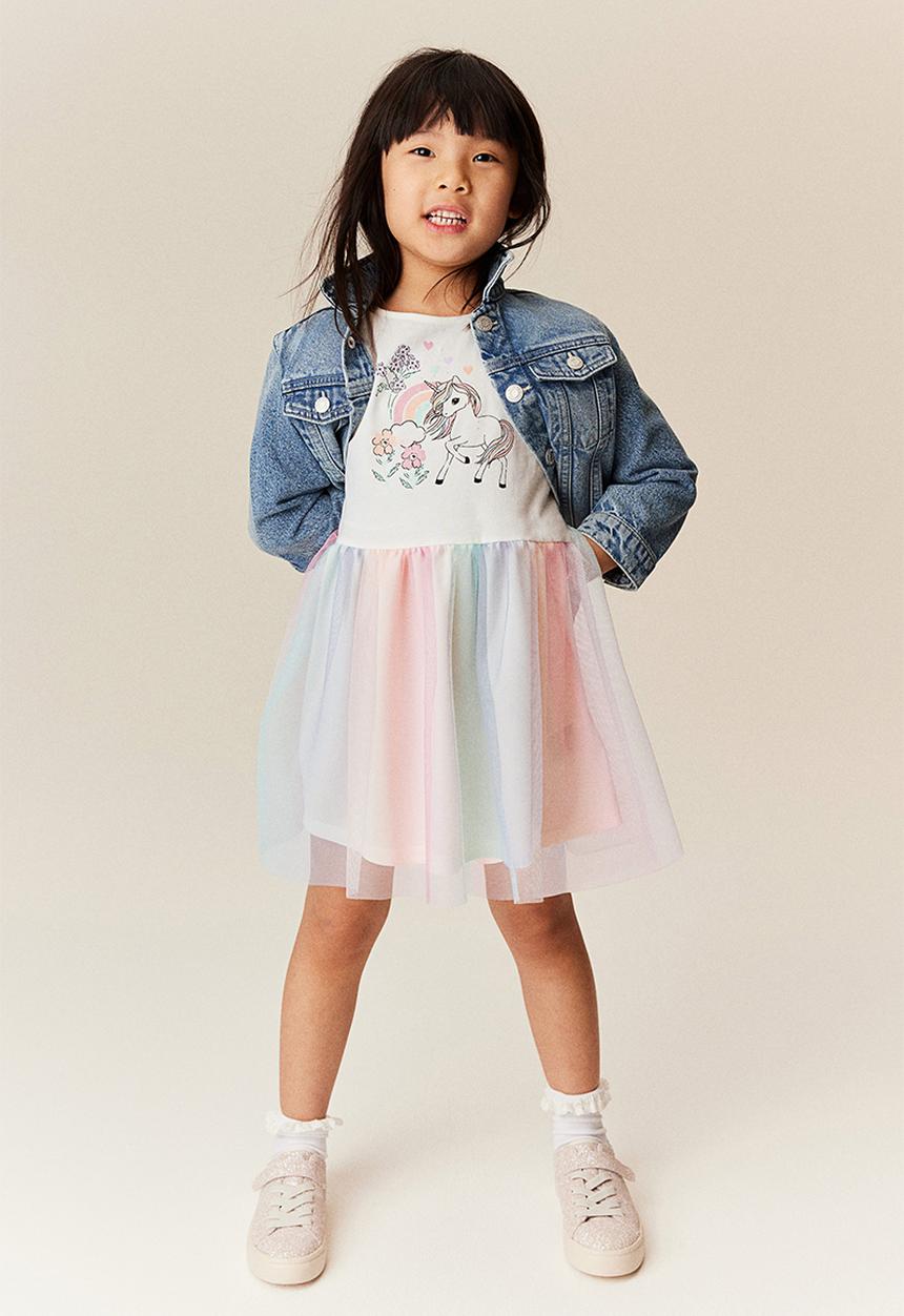 H&M - Tulle-skirt jersey dress - white