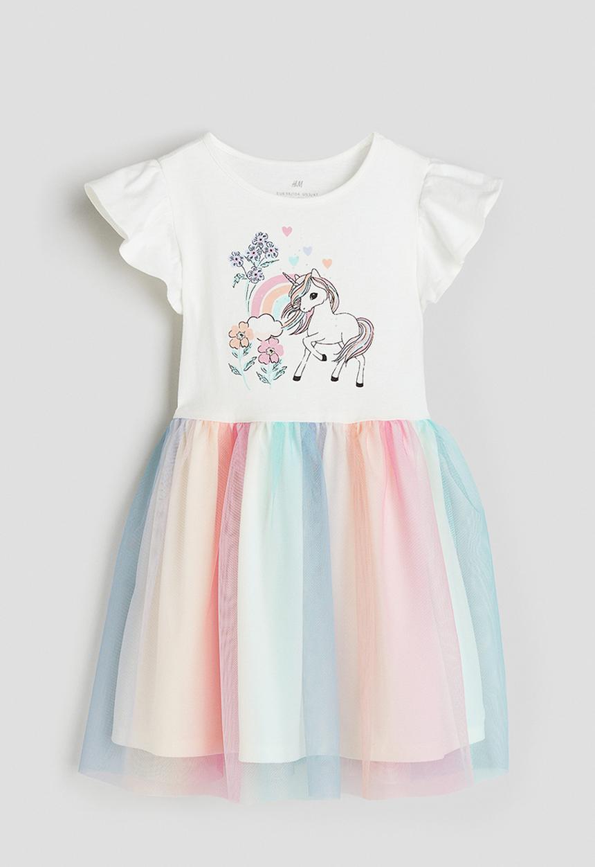 H&M - Tulle-skirt jersey dress - white
