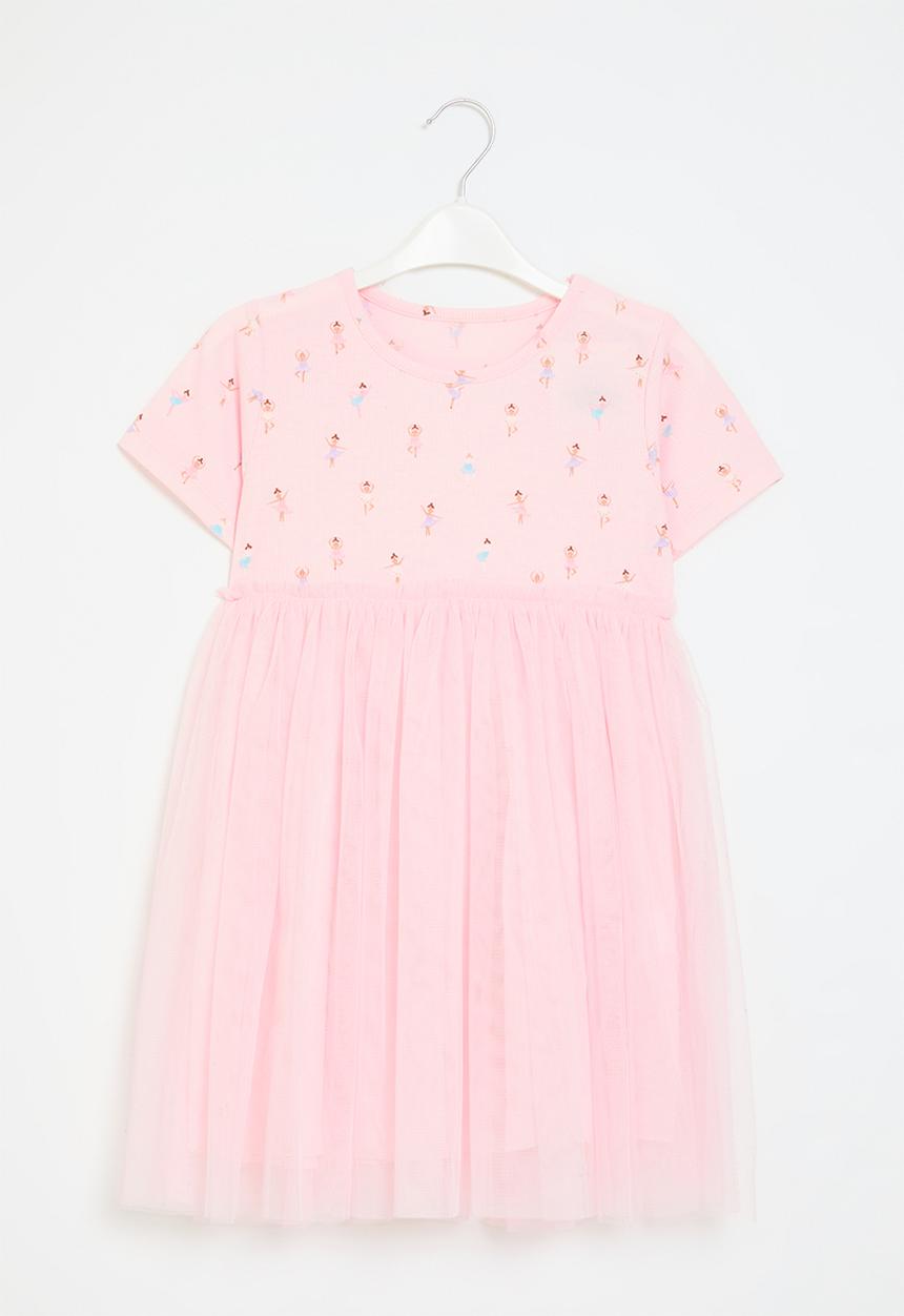 Pop Candy - Printed & mesh dress - pink