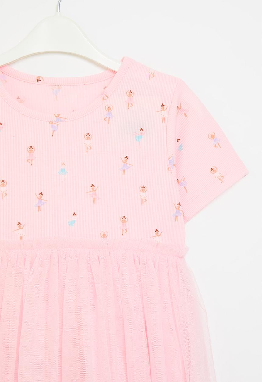 Pop Candy - Printed & mesh dress - pink