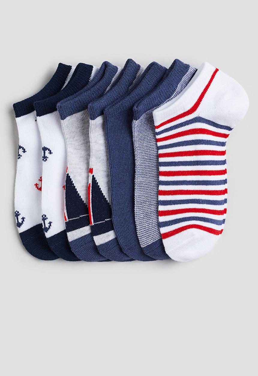 H&M - 7-Pack trainer socks - light grey marl & sailing boats