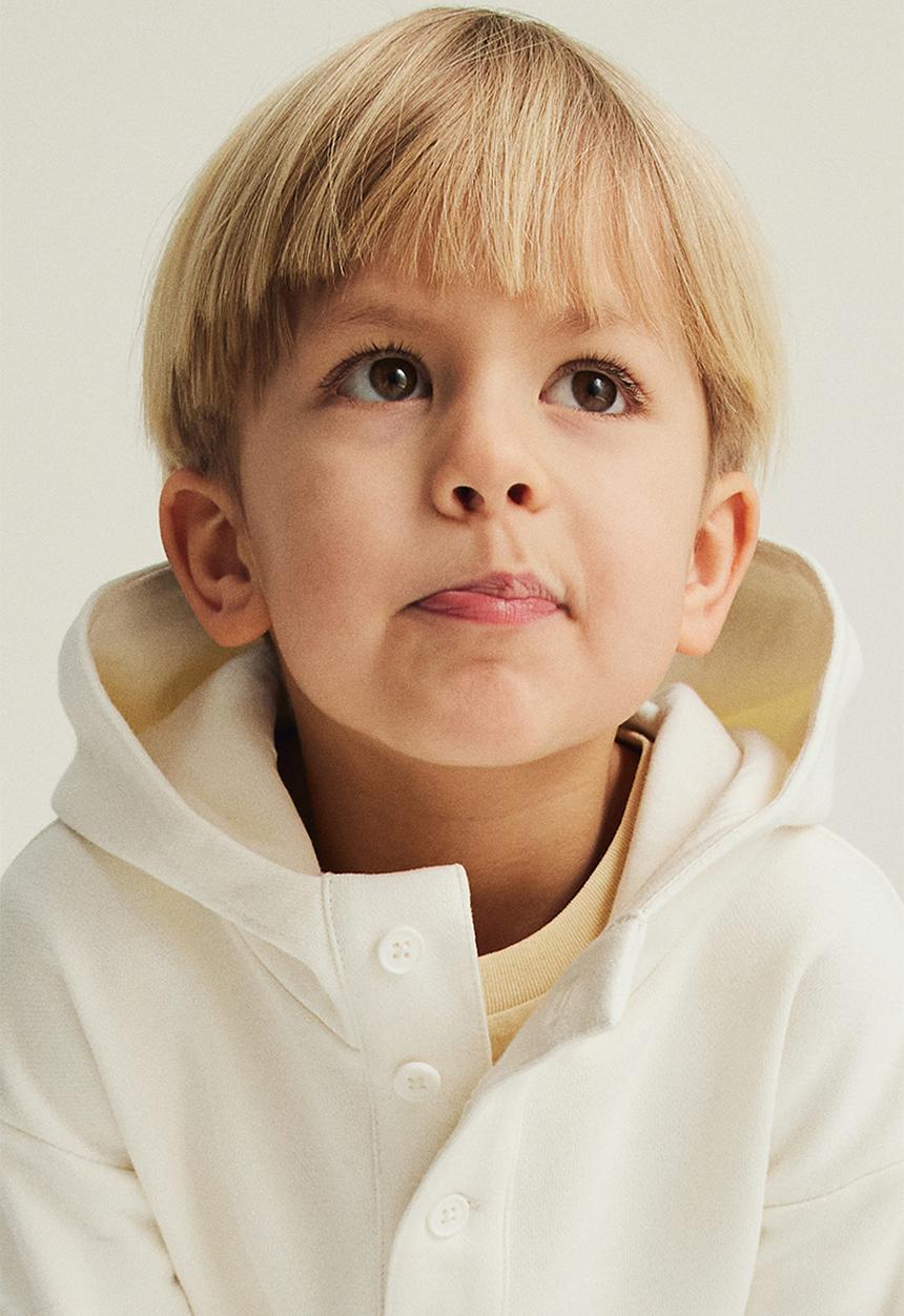 H&M - Button-top hoodie - natural white