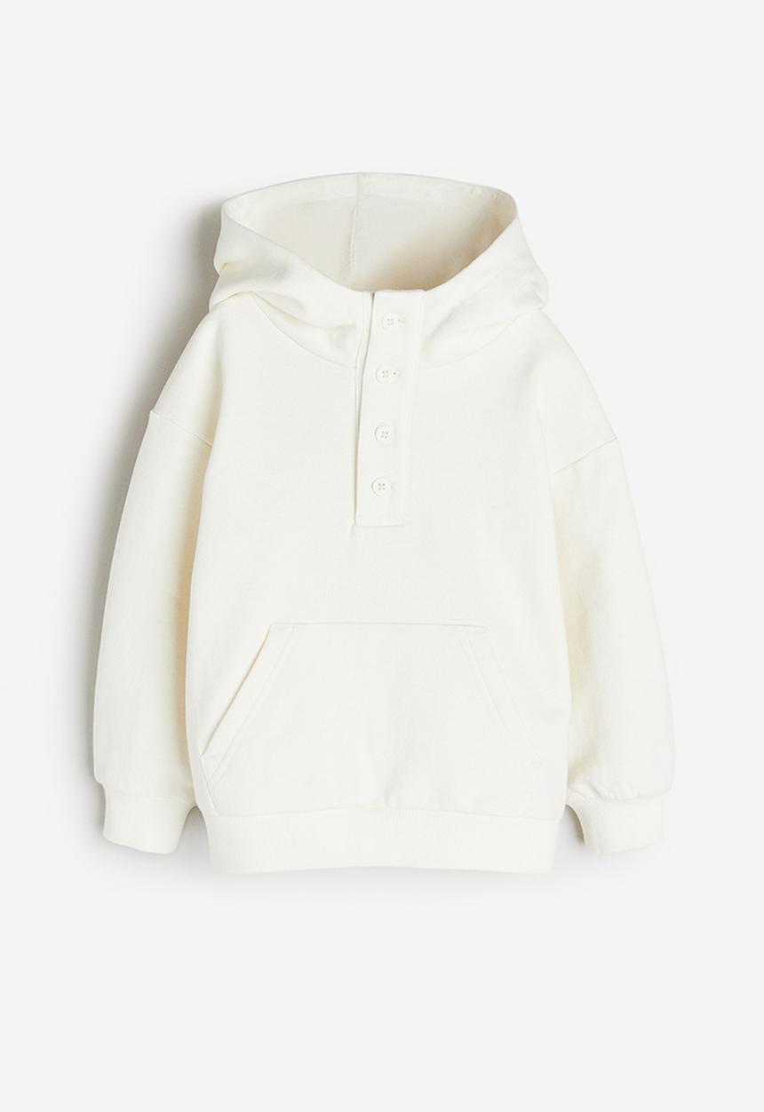 H&M - Button-top hoodie - natural white