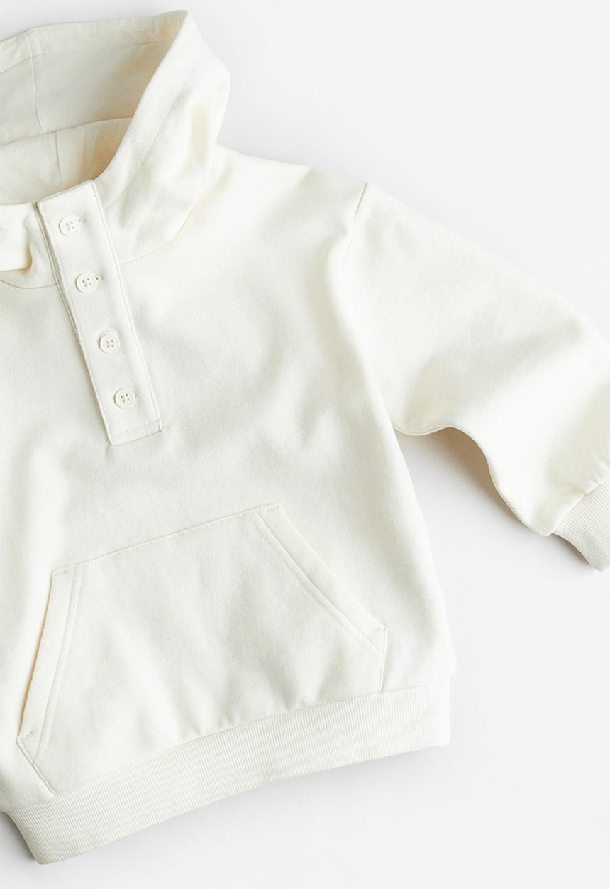 H&M - Button-top hoodie - natural white