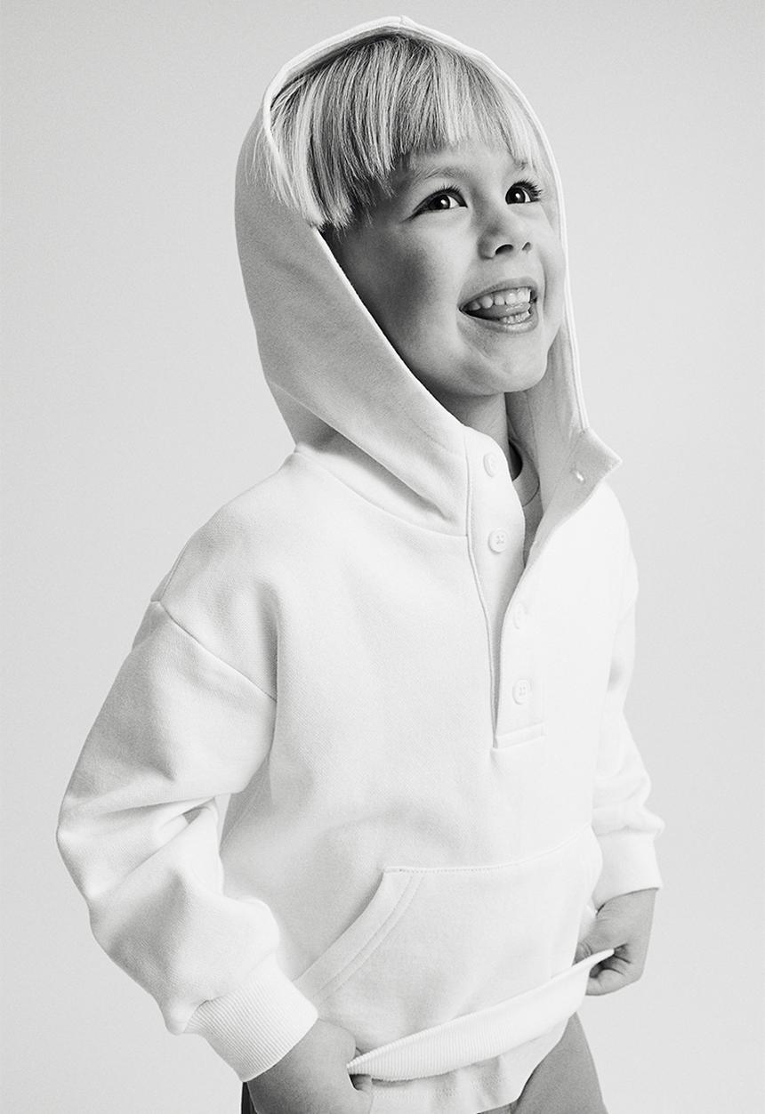 H&M - Button-top hoodie - natural white