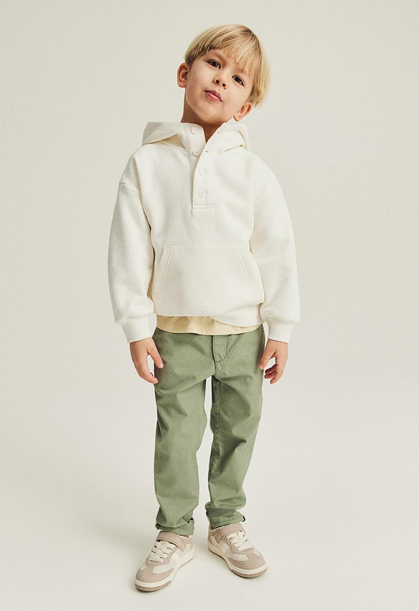 H&M - Button-top hoodie - natural white