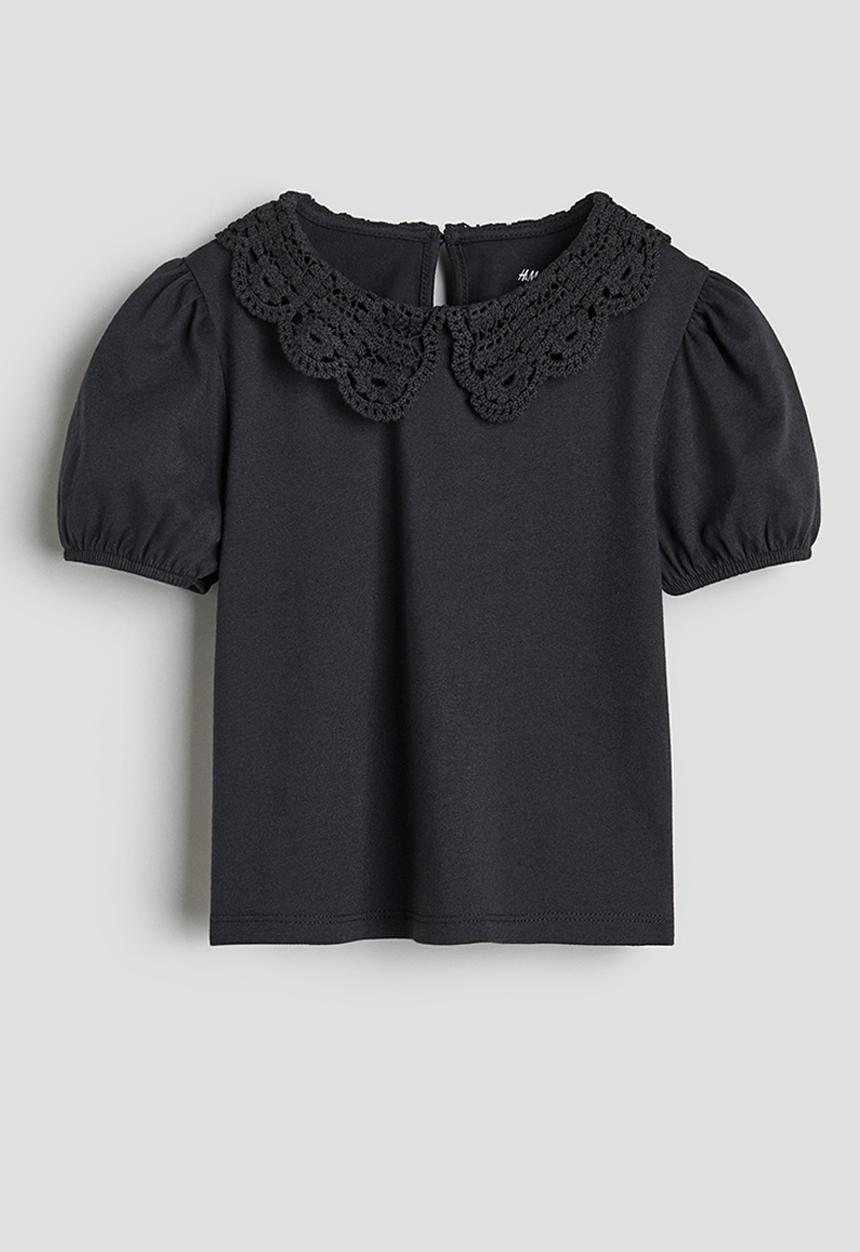 H&M - Collared jersey top - dark grey