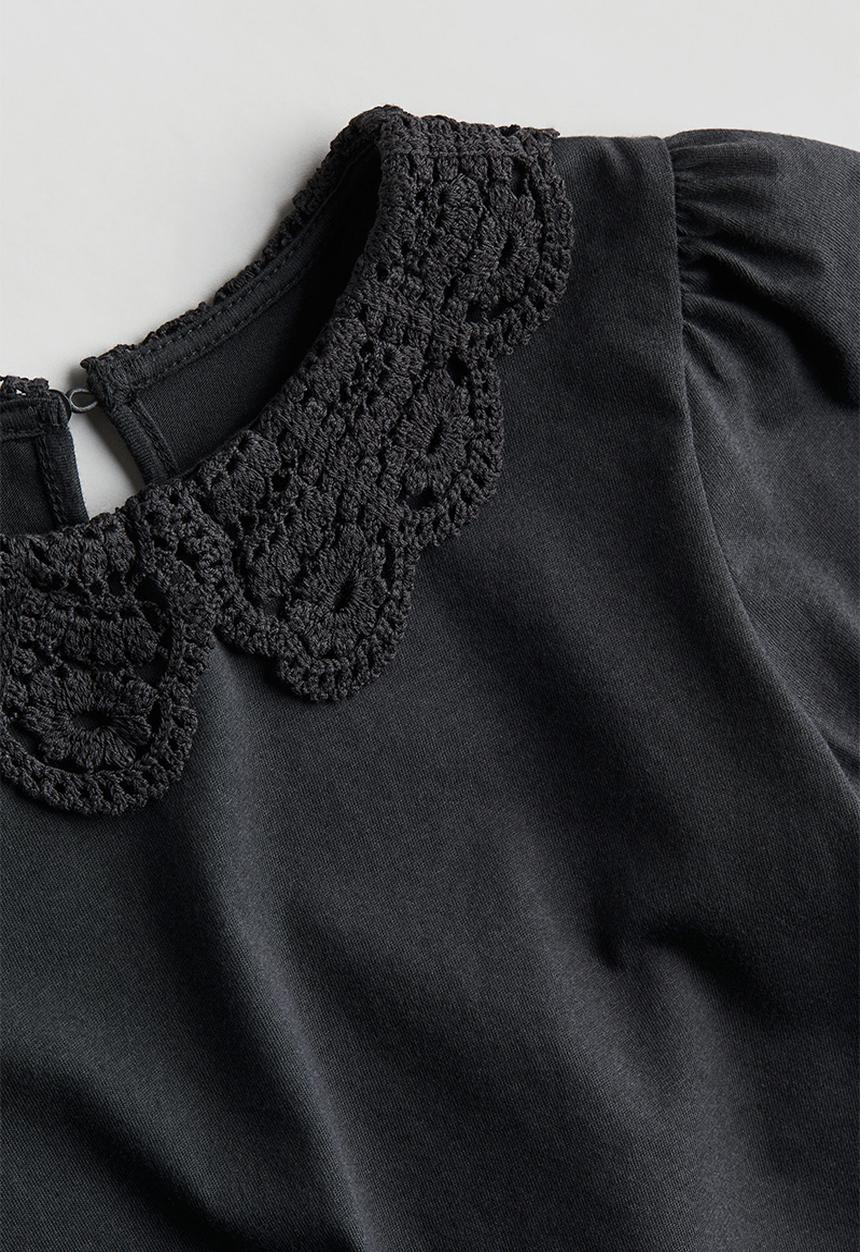 H&M - Collared jersey top - dark grey