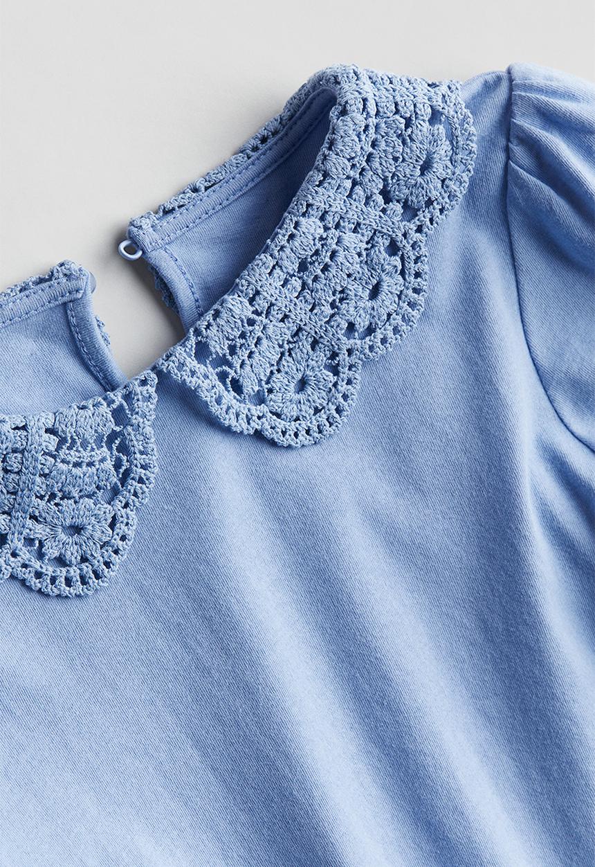 H&M - Collared jersey top - light blue 