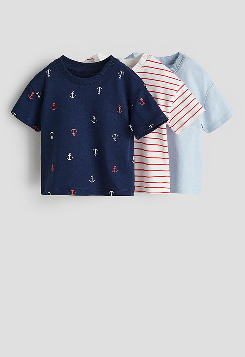 H&M - 3-Pack t-shirts - dark blue & anchors