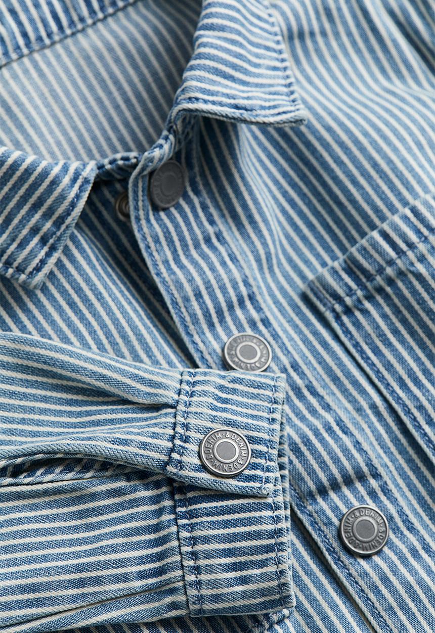 H&M - Cotton twill shacket - blue striped
