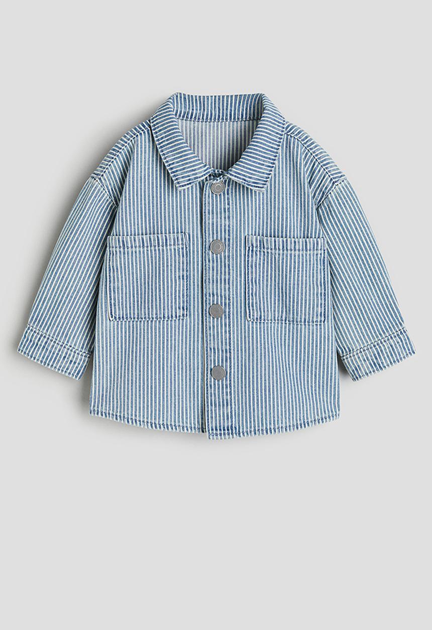 H&M - Cotton twill shacket - blue striped