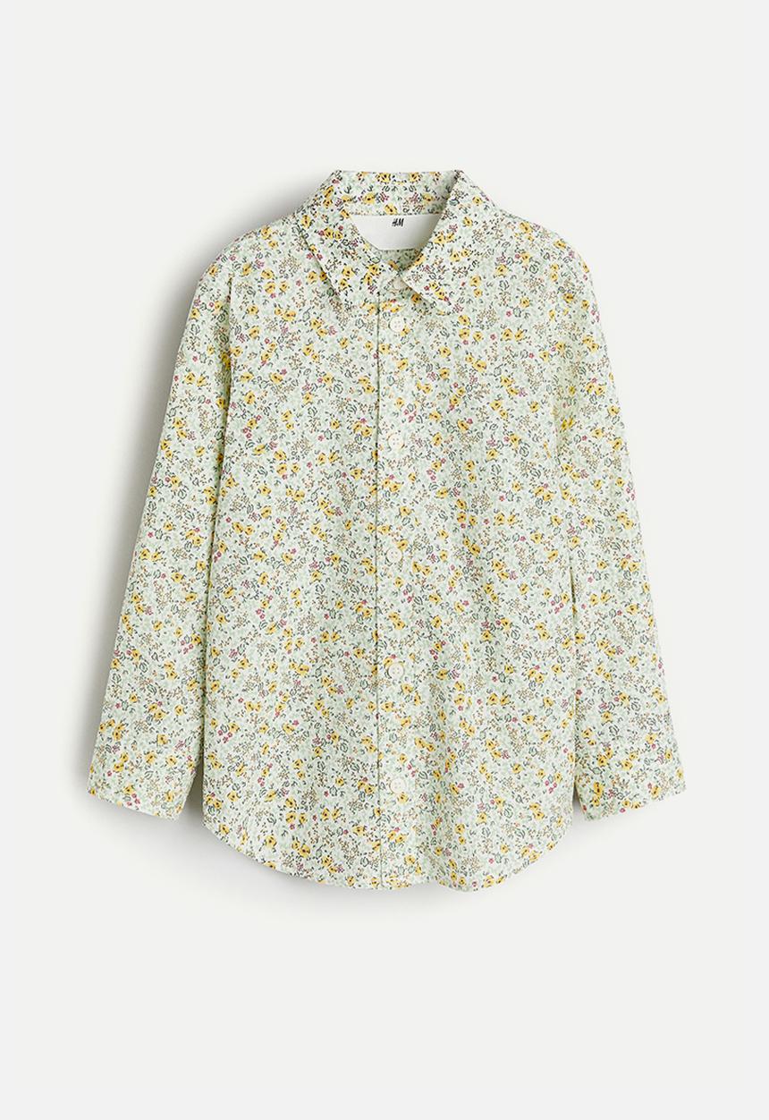 H&M - Floral-patterned poplin shirt - green,multi