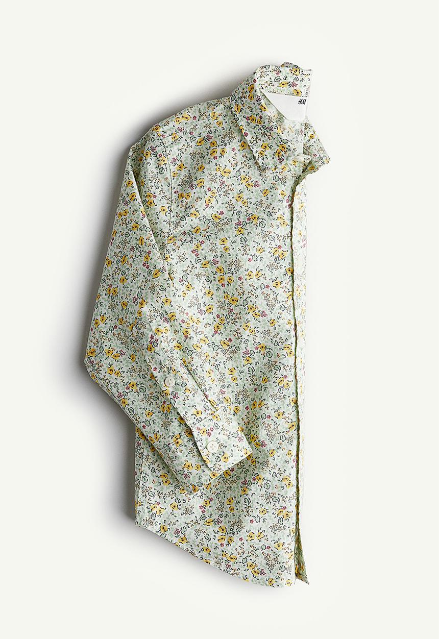 H&M - Floral-patterned poplin shirt - green,multi