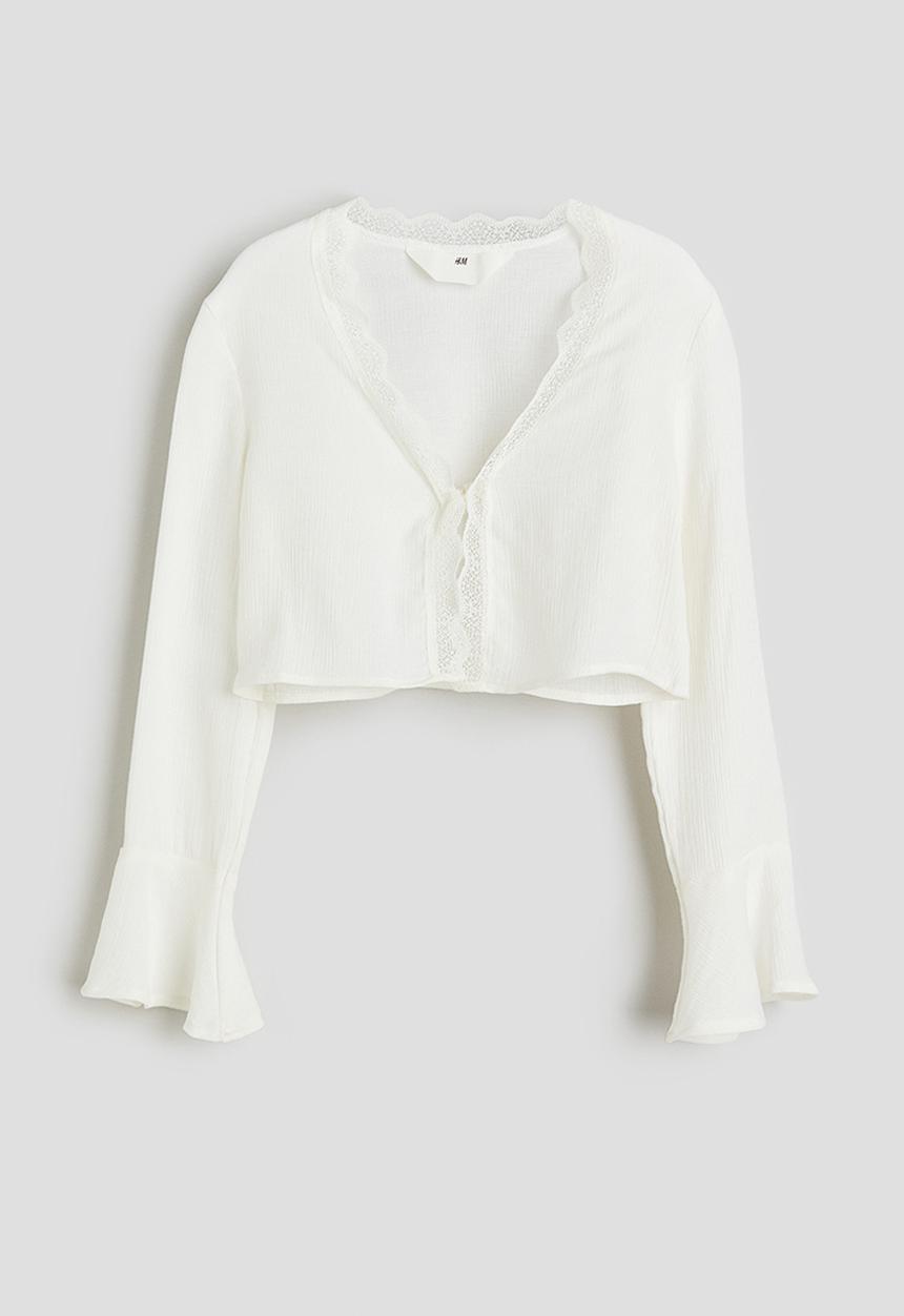 Tie-front blouse - white - 1216843003
