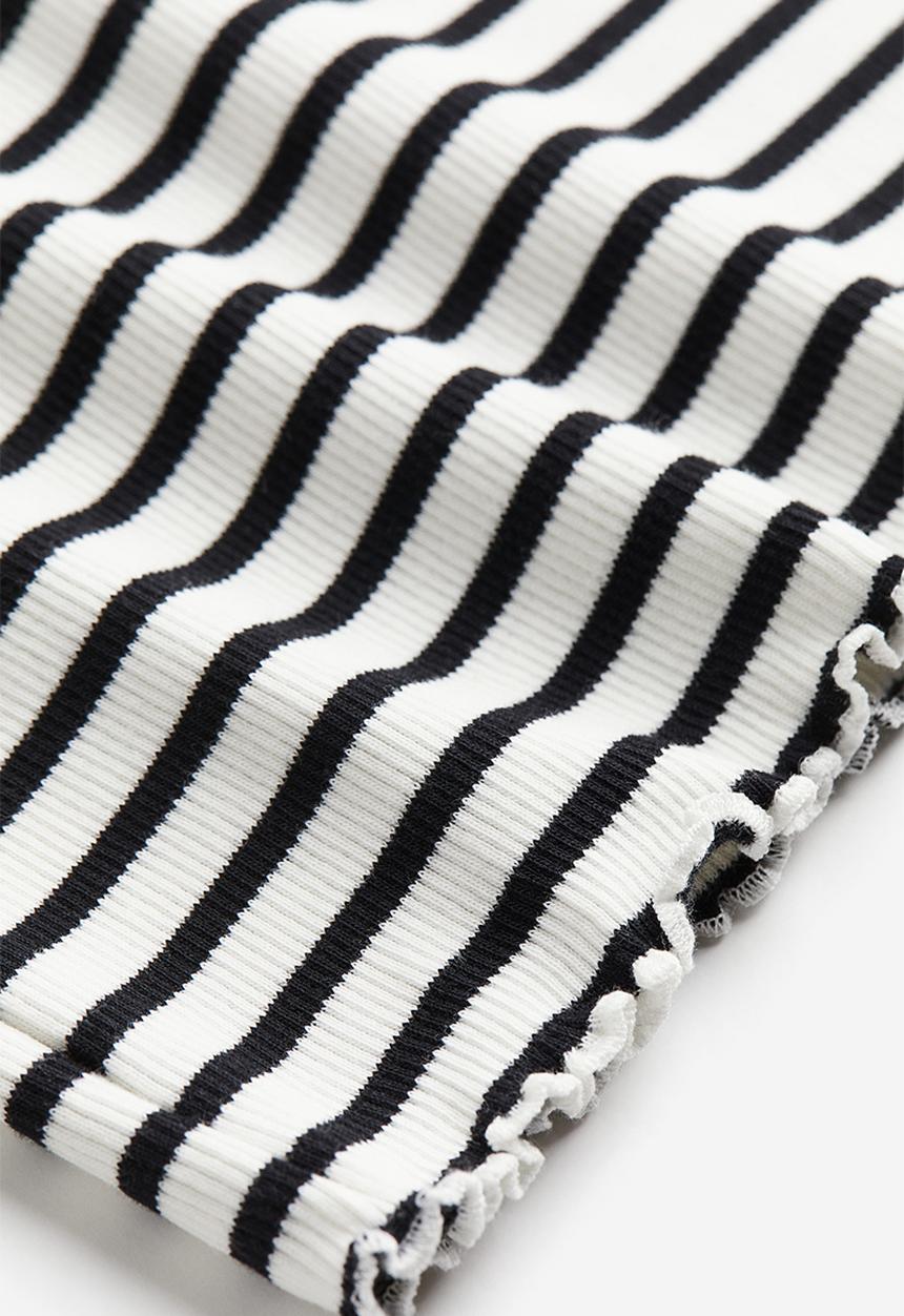 H&M - Ribbed jersey top - white & black striped