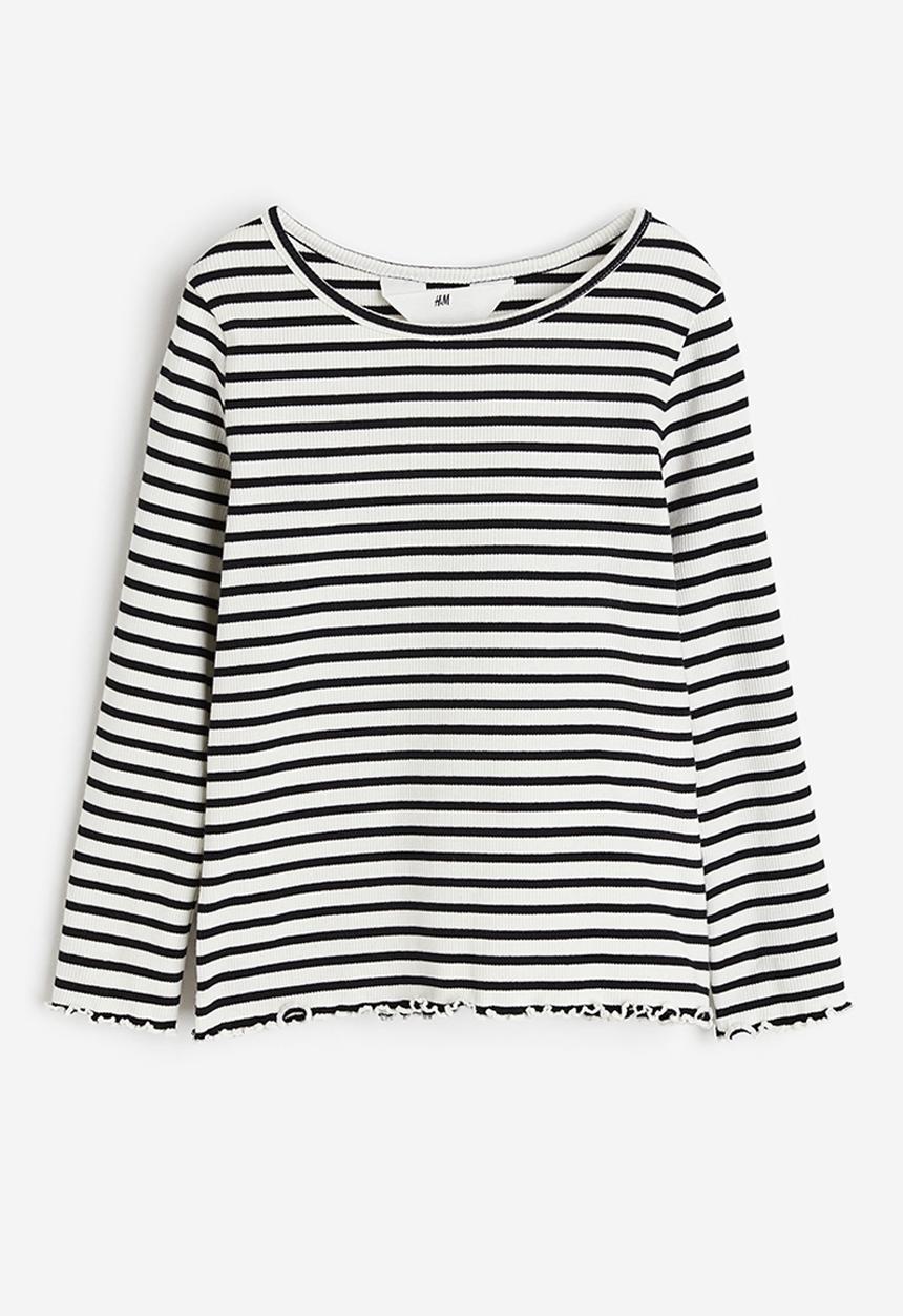 H&M - Ribbed jersey top - white & black striped