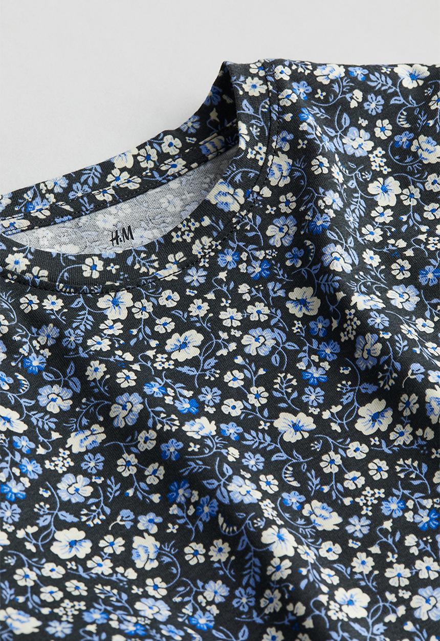 H&M - Printed t-shirt - dark grey floral