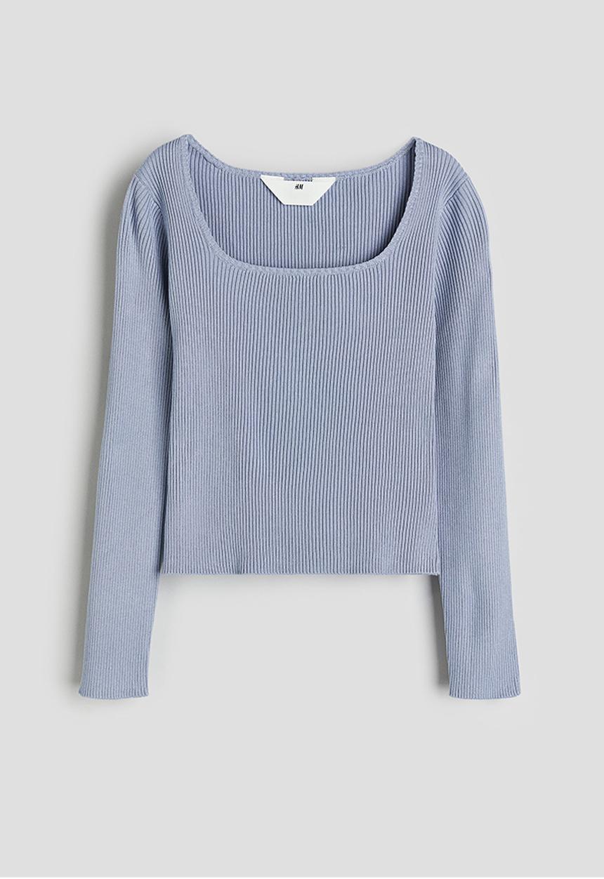 H&M - Rib-knit jumper - dusty blue