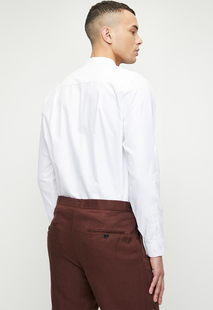 Superbalist - Manderin Collar Oxford Shirt - White