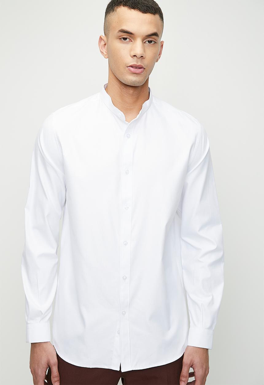 Superbalist - Manderin Collar Oxford Shirt - White