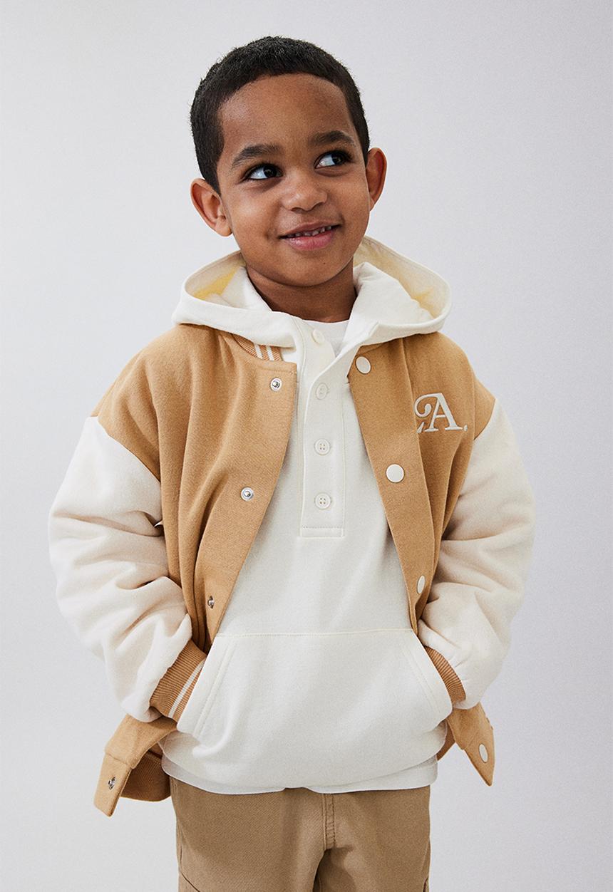 H&M - Block-coloured baseball jacket - beige/la