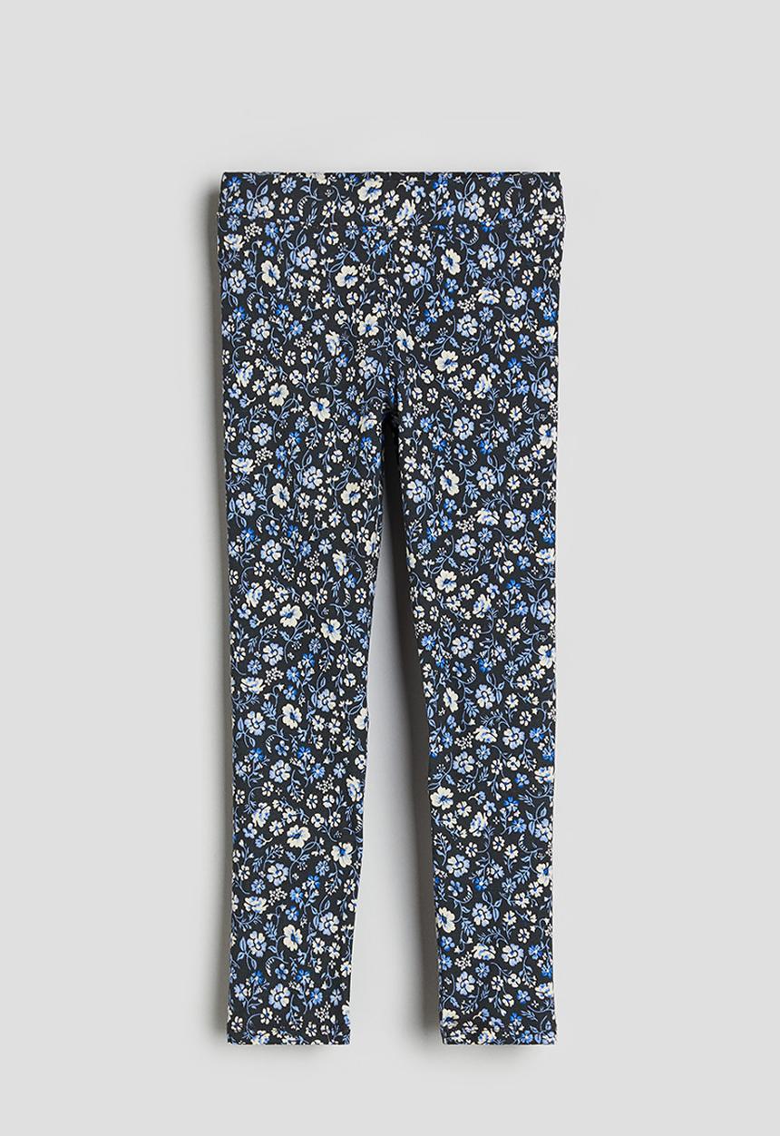 H&M - Printed jersey leggings - dark grey floral 