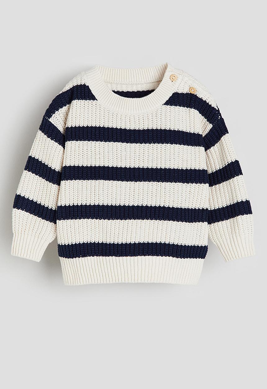 H&M - Jumper - cream & blue striped