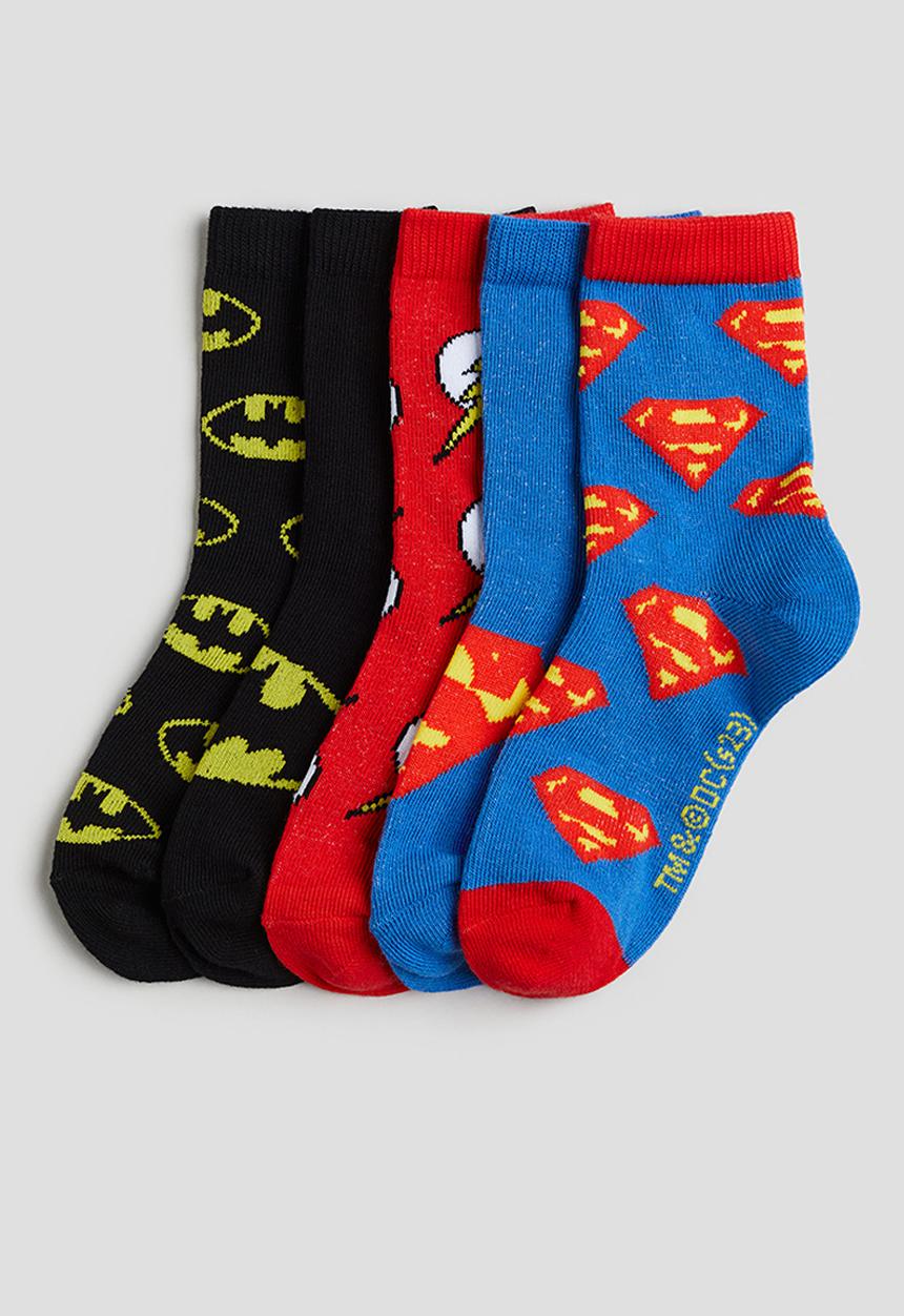 H&M - 5 pack patterned socks - bright blue dc comics