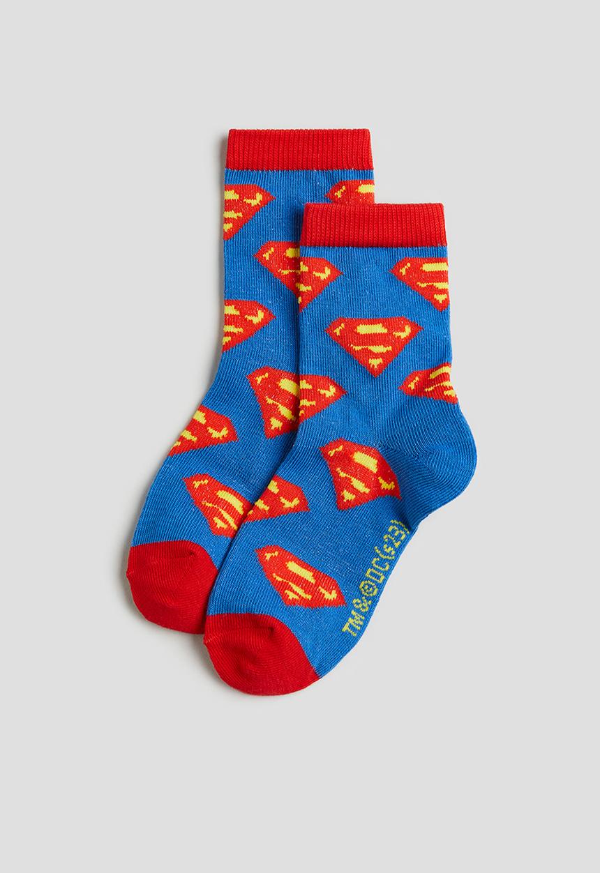 H&M - 5 pack patterned socks - bright blue dc comics