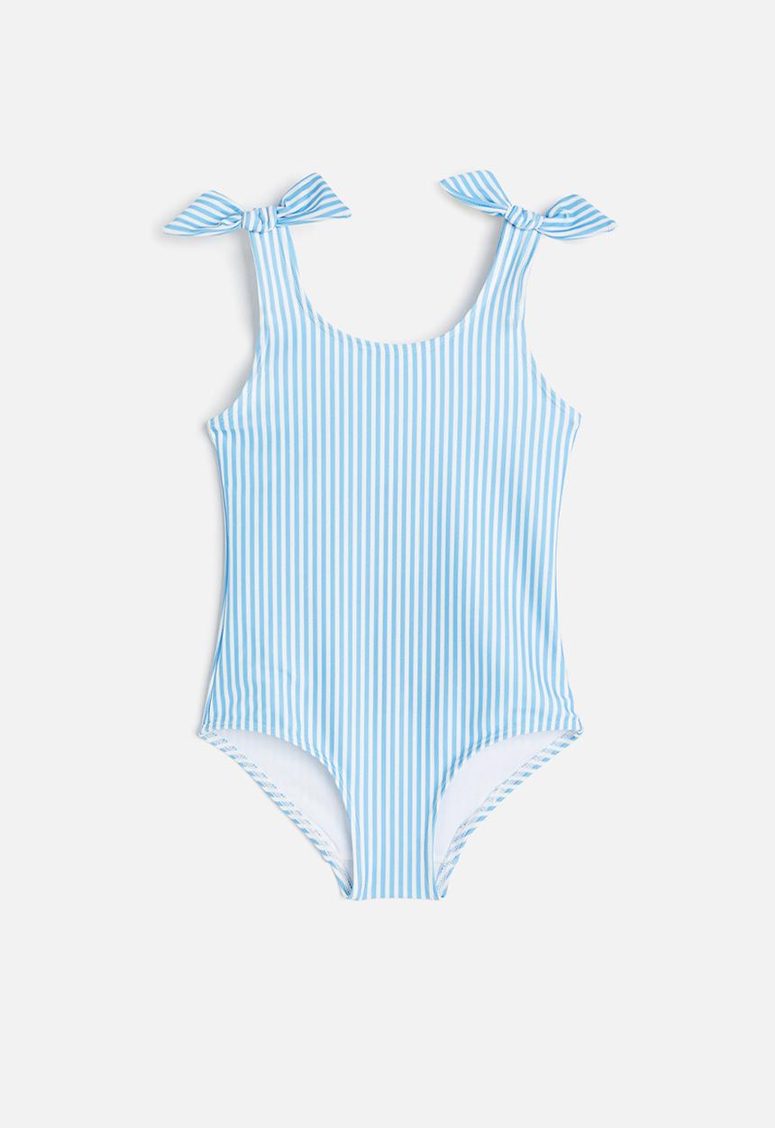 H&M - Patterned swimsuit - light blue striped
