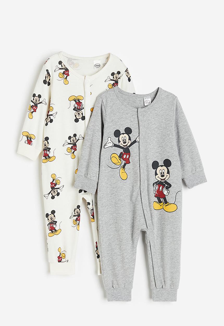 H&M - 2 pack printed pyjamas - light grey marl/mickey mouse