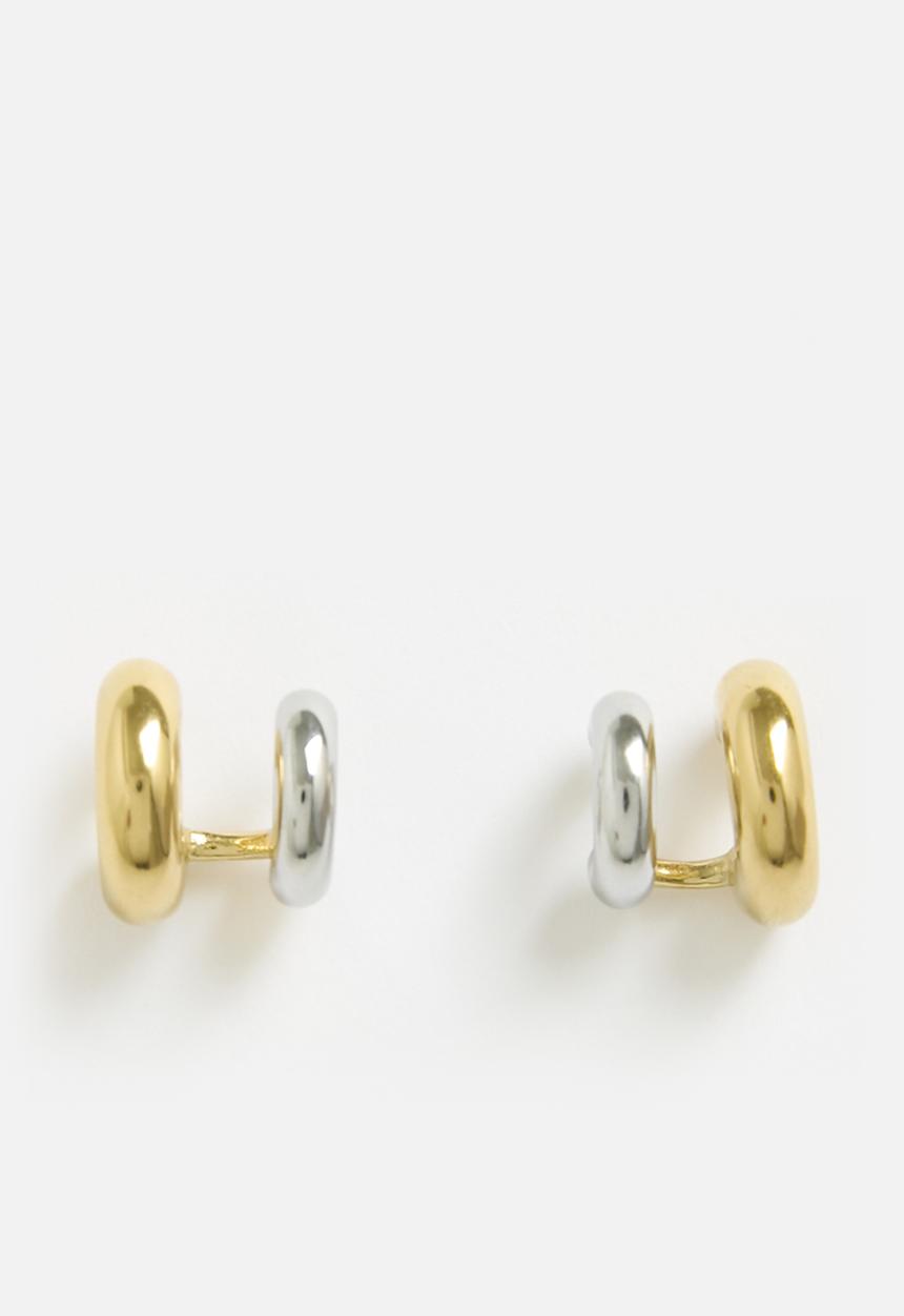 Tessa Design - Zora 2 row earring - gold & silver