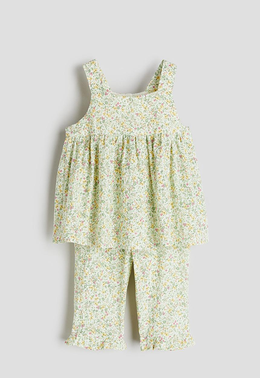 H&M - 2 piece floral-patterned set - light green floral