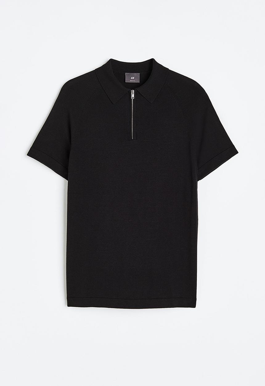 H&M - Muscle fit polo shirt - black
