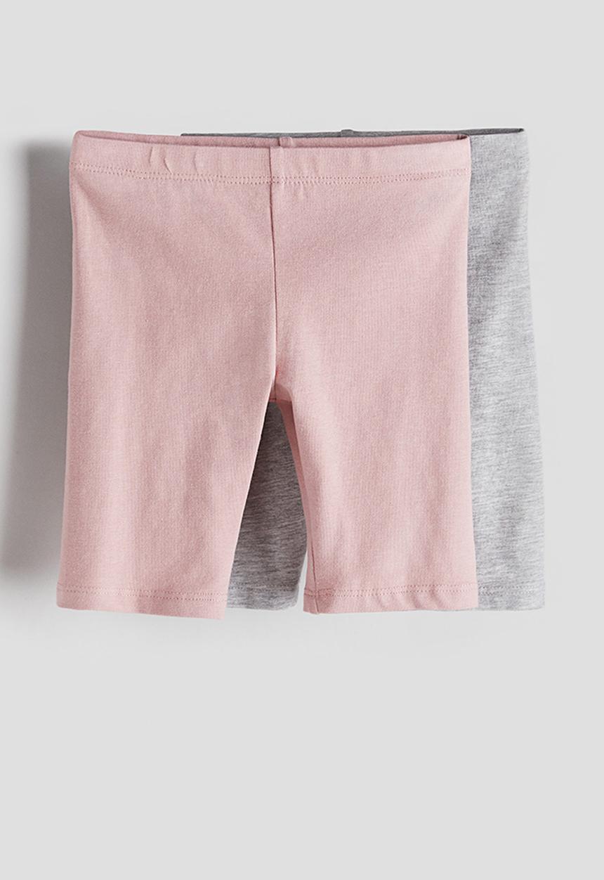 H&M - 2 pack cycling shorts - light pink & light grey marl