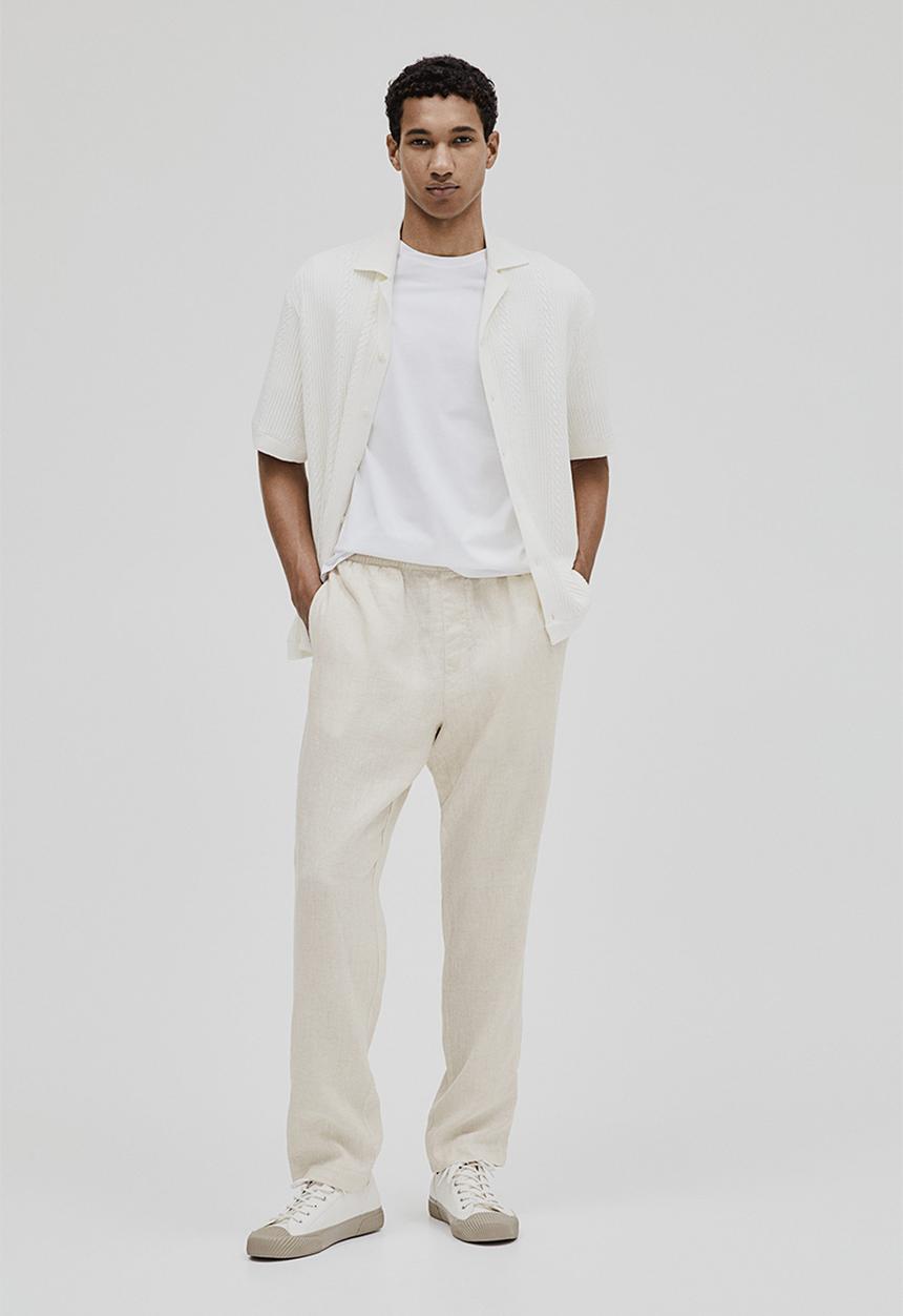 H&M - Regular fit linen trousers - cream