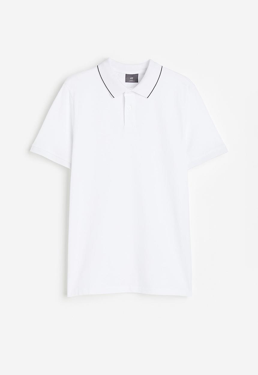 H&M - Slim fit cotton polo shirt - white