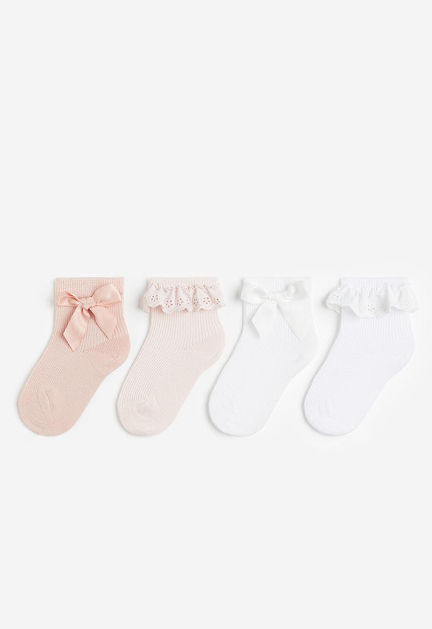 H&M - 4 pack socks - pink & white