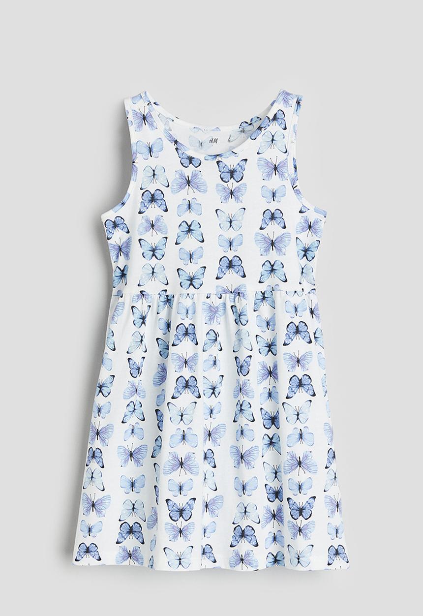 H&M - Patterned cotton dress - white butterflies