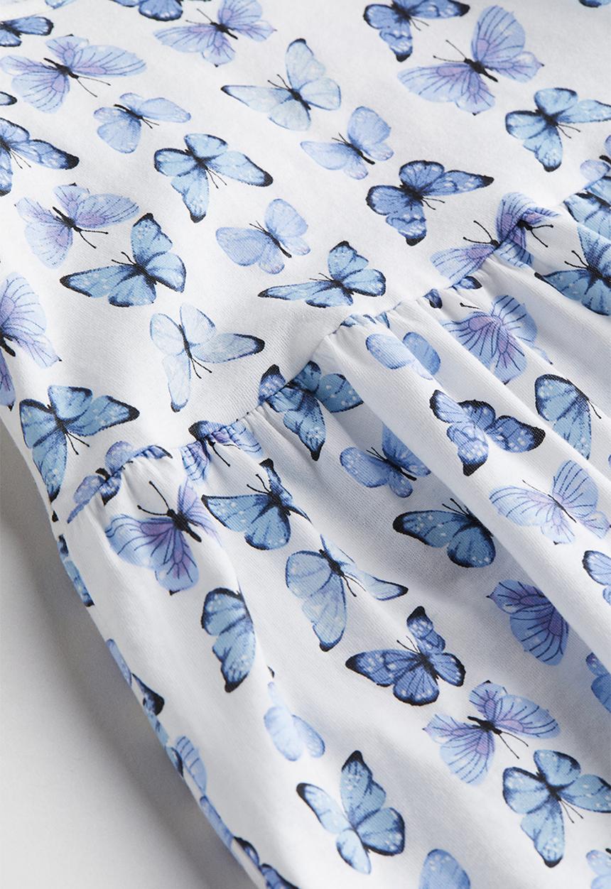 H&M - Patterned cotton dress - white butterflies
