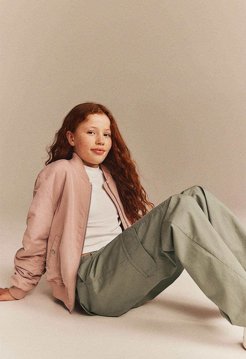 H&M - Wide cargo trousers - light khaki green 