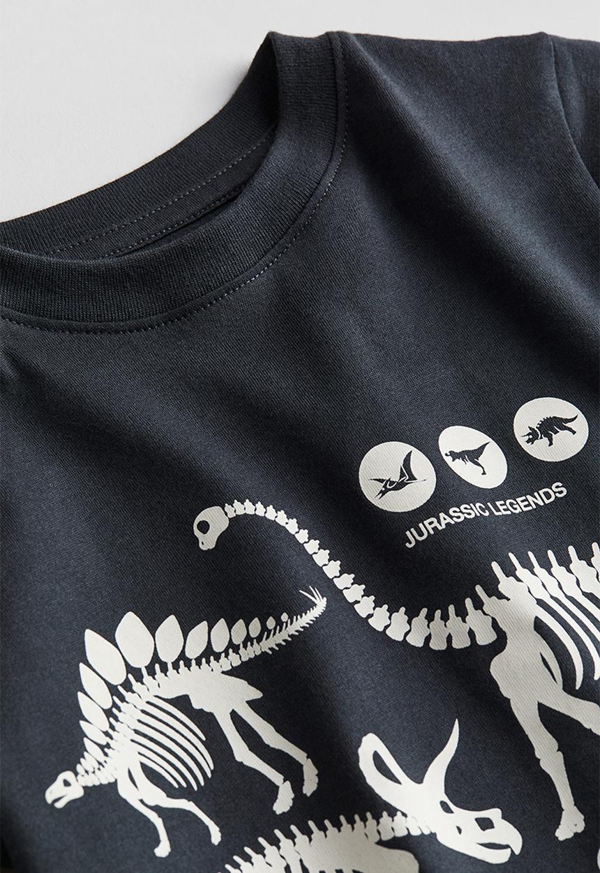 H&M - Printed t-shirt - dark grey dinosaurs