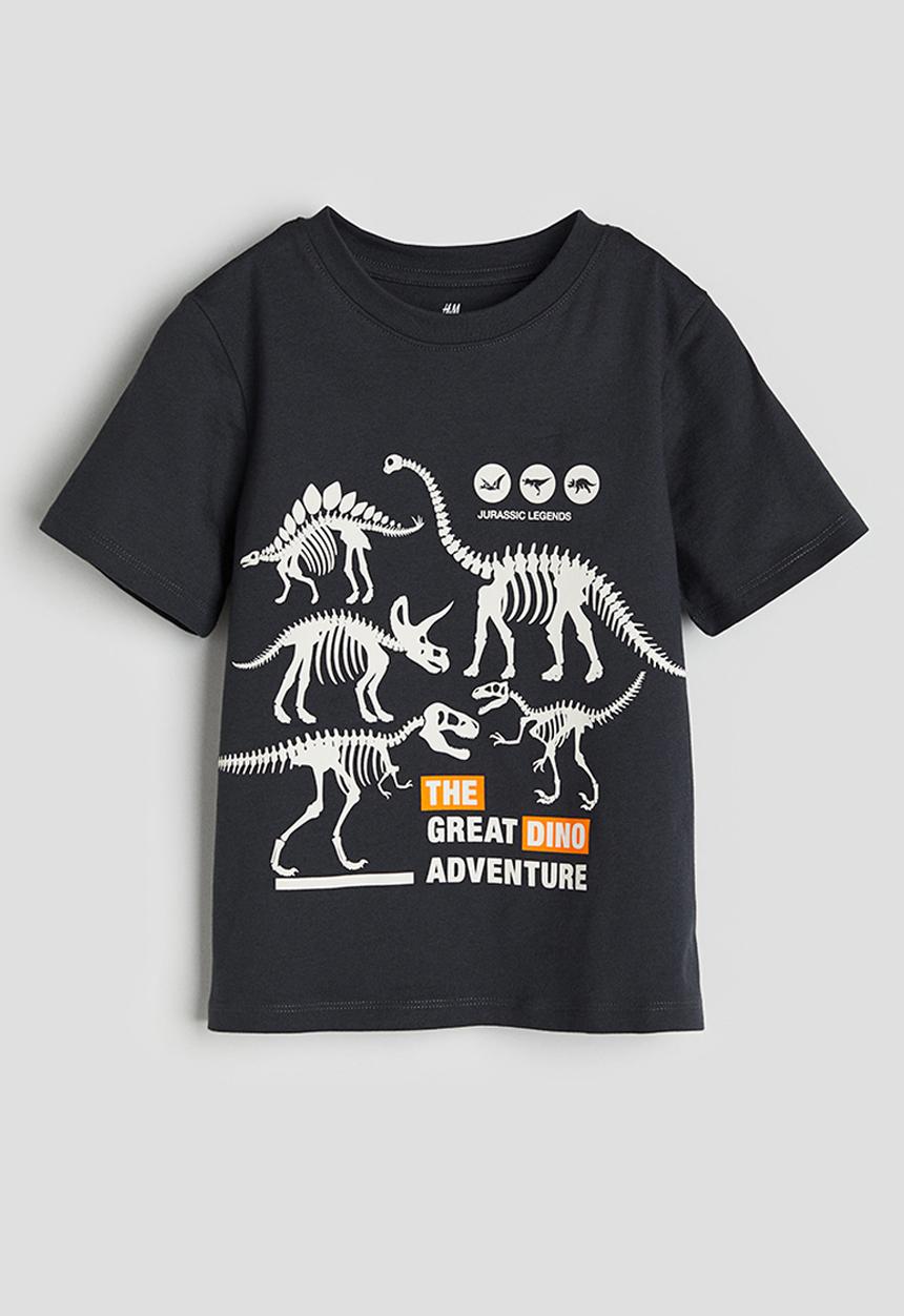 H&M - Printed t-shirt - dark grey dinosaurs