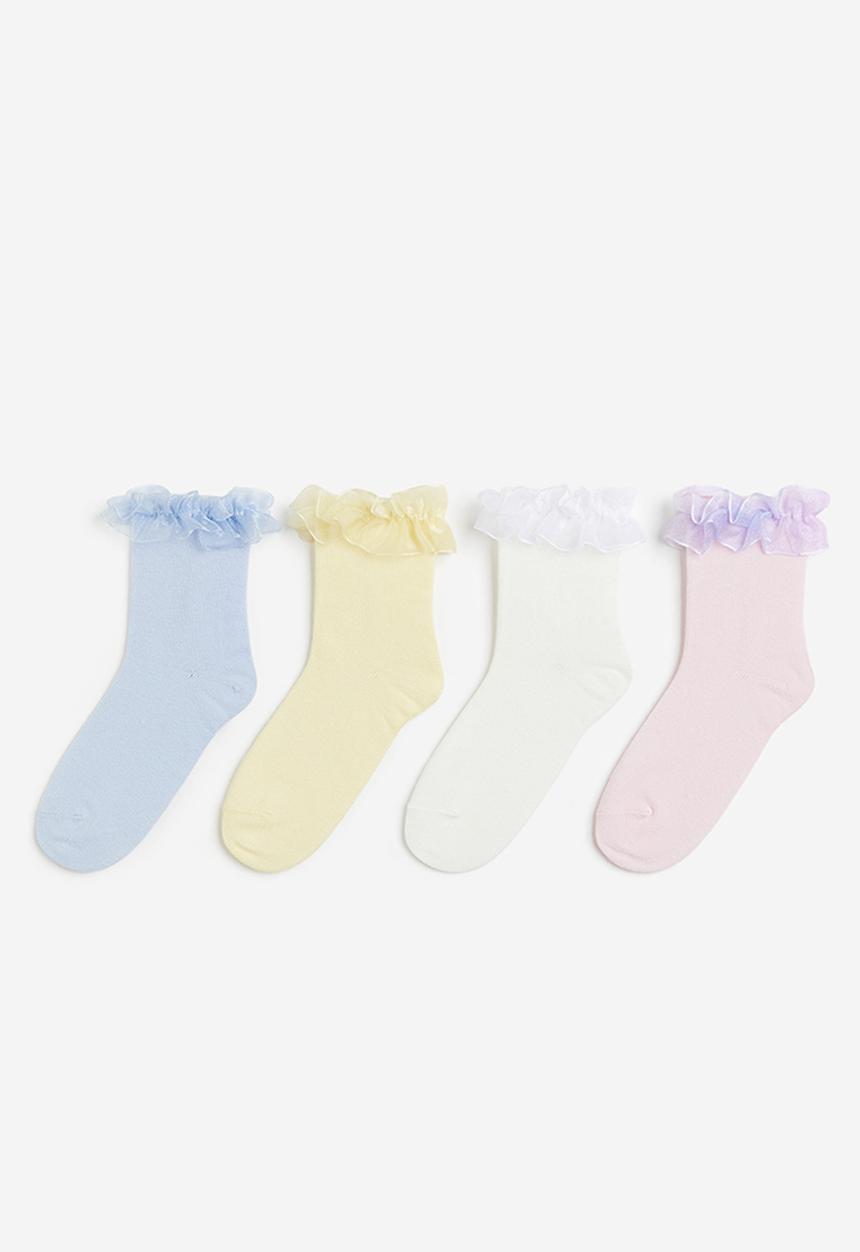 H&M - 4 pack socks -  light blue & light yellow